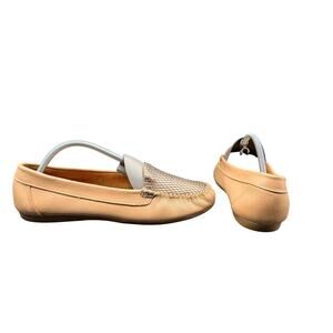 Mocassino Leather Loafers Tan Snakeskin Panel Flats Size 7.5 EU 39